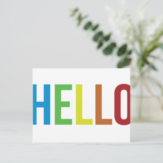 Hallo Rainbow Postkarte (Stehend Vorderseite)