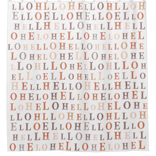 Hallo Random Text Earthy Colors Duschvorhang (Vorderseite)