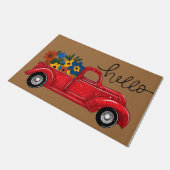 Hallo Red Car mit Blume Rug, Niedlich Mat Geschenk Fußmatte (Schrägansicht)