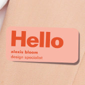 Hallo Retro Moderne Rot und Rosa Stilvoll Trendy Namensschild