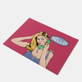 Hallo Retro Phone Frau Fußmatte (Schrägansicht)