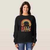 Hallo Retro-Regenbogen-Lehrer der Mittelschule Zur Sweatshirt (Vorne ganz)