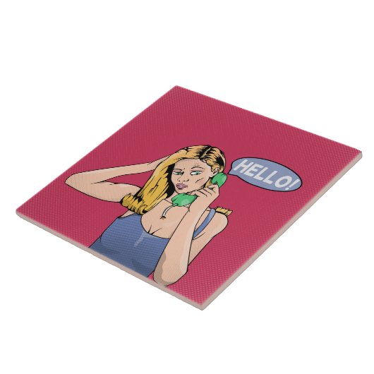 Hallo Retro Telefon Fliese (Seite)