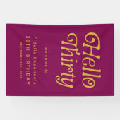 Hallo Retro Wein Rot & Gold 30. Geburtstag Banner (Horizontal)