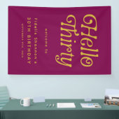 Hallo Retro Wein Rot & Gold 30. Geburtstag Banner (Messe)