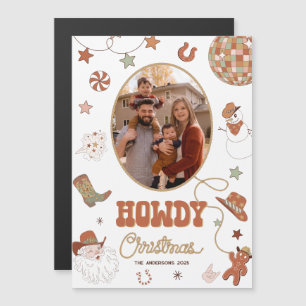 Hallo Retro-Western-Foto-Weihnachtsmagnetkarte Magnetkarte