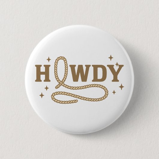 Hallo Retro-Western-Seil-Typografie Button (Vorderseite)