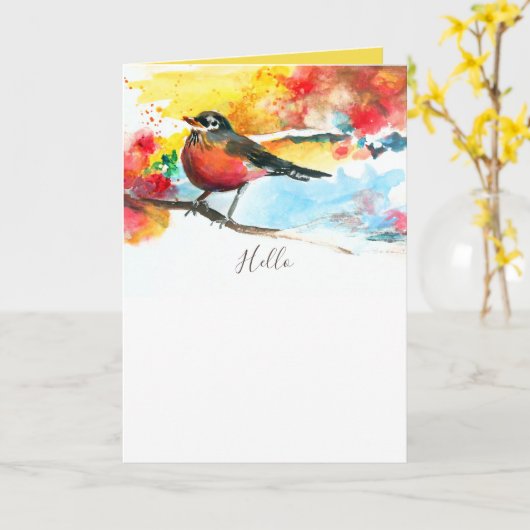 Hallo Robin Greeting Standard Karte (Gelbe Blume)