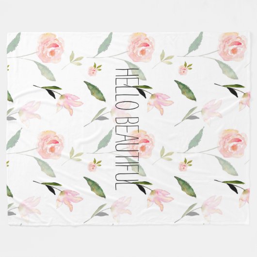 Hallo rosa Garten-mit BlumenChic des schönen Fleecedecke (Vorderseite (Horizontal))