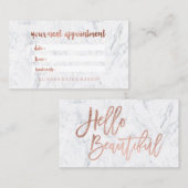 Hallo Rose Gold-Script Marmor-Termin Terminkarte (Vorne/Hinten)