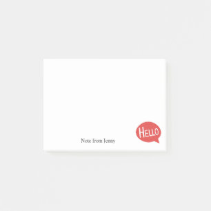 Hallo, rote Blasen-kundenspezifischen Text-Namen Post-it Klebezettel
