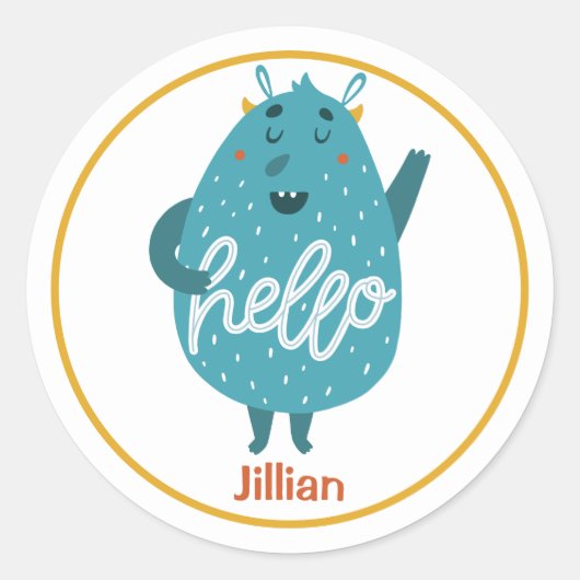 Hallo Runder Aufkleber (Vorderseite)