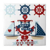 Hallo Sailor Anchor Segelboot Design Fliese (Vorderseite)