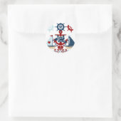 Hallo Sailor Anchor Segelboot Design Runder Aufkleber (Tasche)