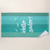 Hallo Sailor Fun Boat Crew, Decke blau gestreift Strandtuch (Vorderseite)