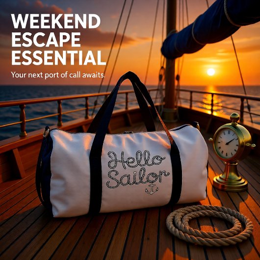 Hallo Sailor Nautical Rope Anchor Duffle Bag