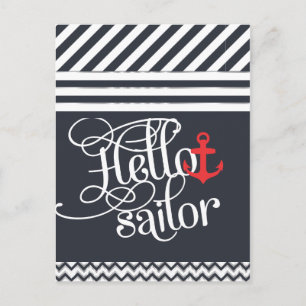 Hallo Sailor! Retro Vintag Girly Nautical Postkarte