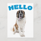 Hallo Saint Bernard Puppy Dog Blue Postcard Postkarte (Vorderseite)