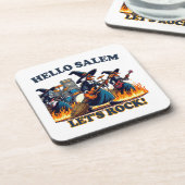 Hallo Salem Massachusetts Hexenrockband Getränkeuntersetzer (Linke Seite)
