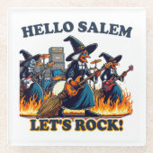 Hallo Salem Massachusetts Hexenrockband Glasuntersetzer (Vorderseite)