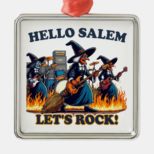 Hallo Salem Massachusetts Hexenrockband Ornament Aus Metall (Vorne)