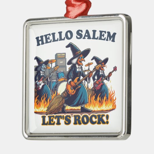 Hallo Salem Massachusetts Hexenrockband Ornament Aus Metall (Links)