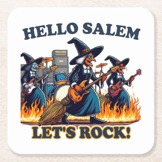 Hallo Salem Massachusetts Hexenrockband Rechteckiger Pappuntersetzer (Vorderseite)