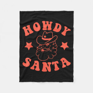 Hallo Santa Claus Retro Groovy Cowboy Western Chri Fleecedecke