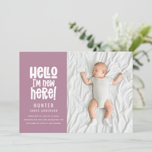 Hallo, schlicht, moderne Geburt eines minimalen Fo Ankündigung (Stehend Vorderseite)