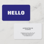 Hallo Schlicht Simple Clean Blue Beruflich Visitenkarte (Vorne/Hinten)