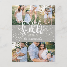 HALLO SCHNEE-MULTI FOTO-NEUES JAHR-KARTE FEIERTAGSPOSTKARTE