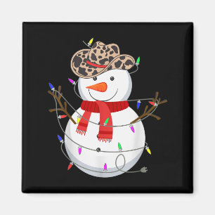 Hallo Schneemann Lustiger Cowboy Hut Western Weihn Magnet
