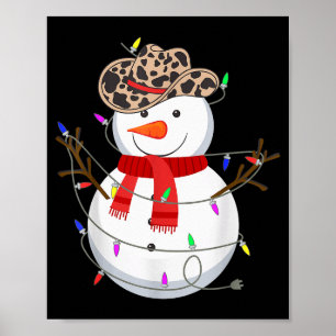 Hallo Schneemann Lustiger Cowboyhut Western Weihna Poster