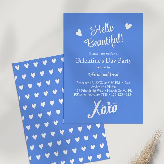 Hallo schön! Blue XOXO Galentine's Day Party Einladung