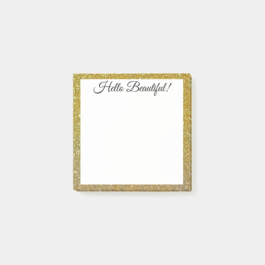 Hallo schön! Gold Glitzer minimal einfach! Post-it Klebezettel (Vorderseite)