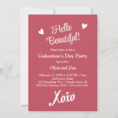Hallo schön! Rosa XOXO Galentiner-Tag-Party Einladung (Vorderseite)