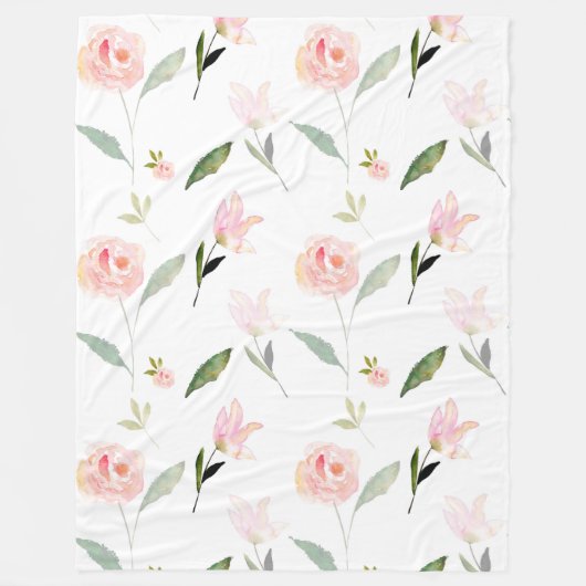 Hallo Schöne Aquarell-Blumen rosa Garten Chic Fleecedecke (Vorderseite)