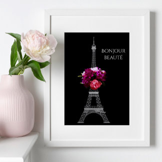 Hallo schöne, dramatische Peongs mit Eiffelturm Poster