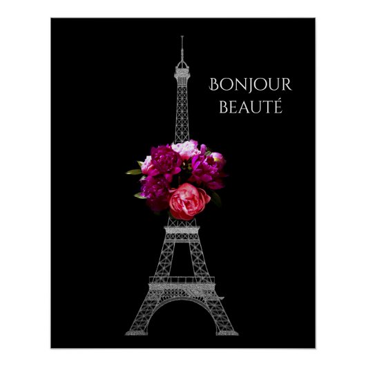 Hallo schöne, dramatische Peongs mit Eiffelturm Poster (Vorderseite)