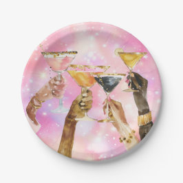 Hallo Schöne Galentine's Day Glitzer Rosa Pappteller