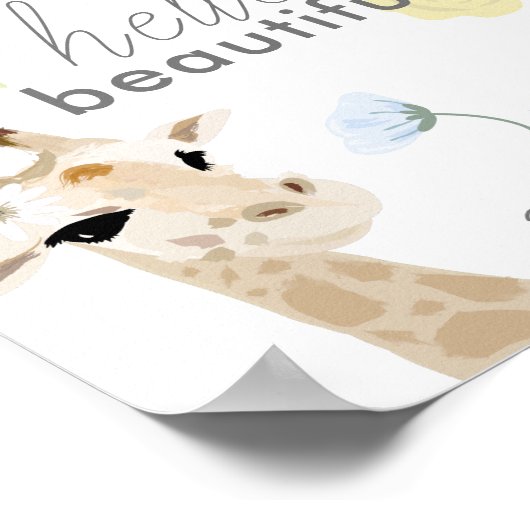 Hallo Schöne Giraffe Kinderzimmer Kunst Poster (Ecke)