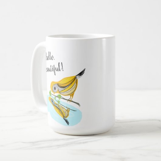 Hallo Schöne Goldfinch Reflection Kaffeemaschine T Kaffeetasse (Vorderseite Links)