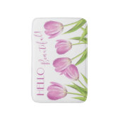 Hallo schöne Hübsche Rosa Tulips Badematte (Vorderseite Vertikal)