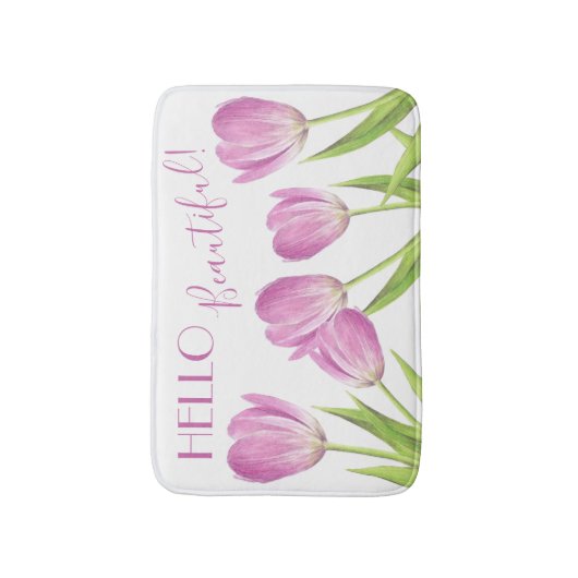 Hallo schöne Hübsche Rosa Tulips Badematte (Vorderseite Vertikal)
