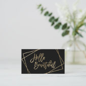 Hallo schöne Imitate Gold Drehbuch geometrisch sch Visitenkarte (Stehend Vorderseite)