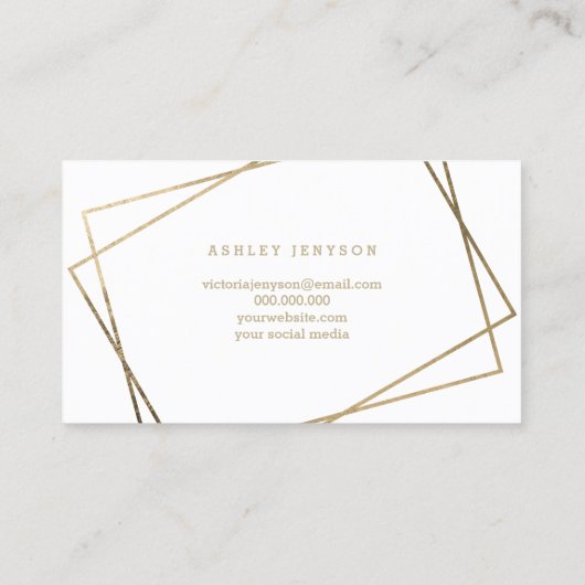 Hallo schöne Imitate goldenes Drehbuch geometrisch Visitenkarte (Rückseite)