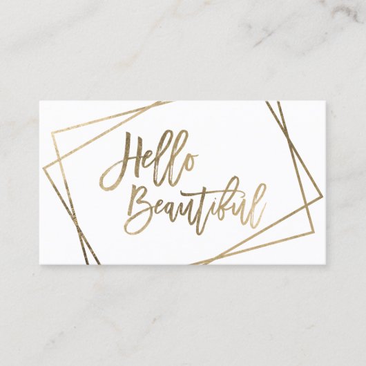 Hallo schöne Imitate goldenes Drehbuch geometrisch Visitenkarte (Vorderseite)