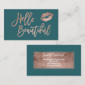 Hallo schöne Lippen Rose Gold Chic Skript aquamari Visitenkarte (Vorne/Hinten)