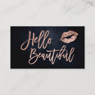 Hallo schöne Lippen Rose Gold Skript Aquarell Visitenkarte