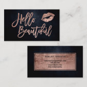 Hallo schöne Lippen Rose Gold Skript Aquarell Visitenkarte (Vorne/Hinten)